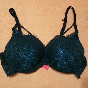DARK teal fringe sparkly ✨ lace bra